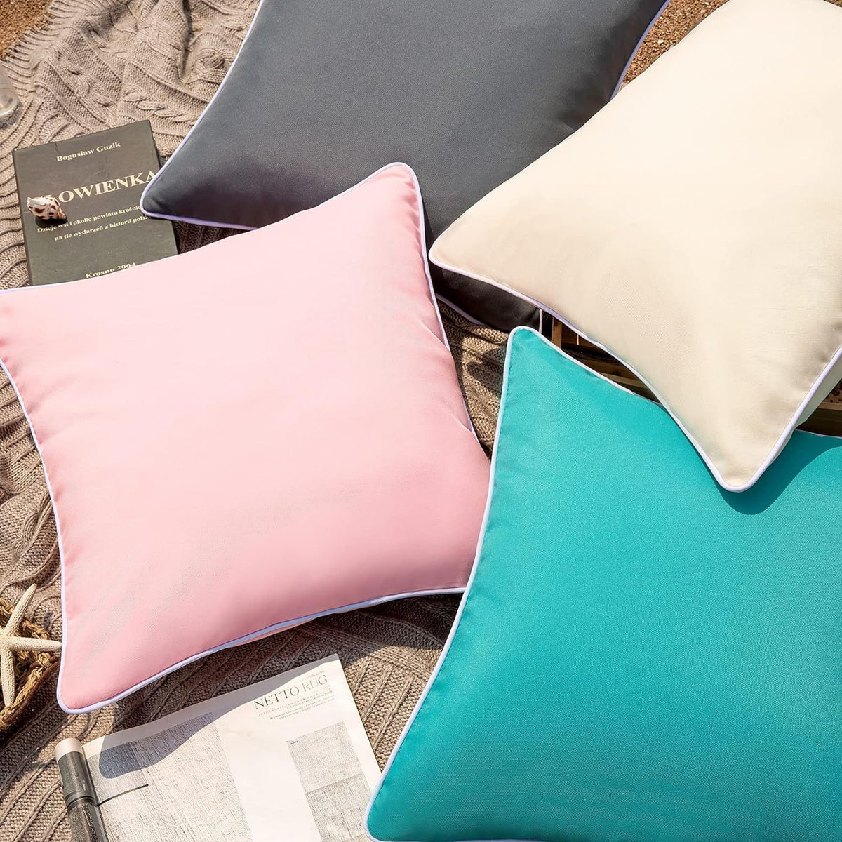Outdoor Waterproof Solid Throw Decorative Pillow Cover Decorative Square Outdoor Pillows Cushion Case Patio Pillows For Couch Tent