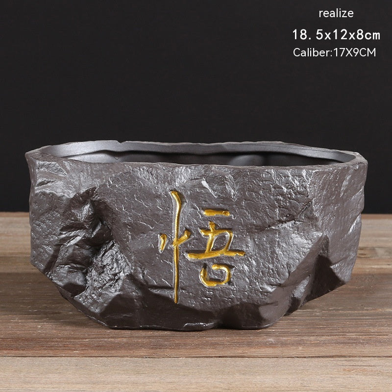 Indoor Black Purple Sand Orchid Pots High Leg Succulent Plant Ceramic