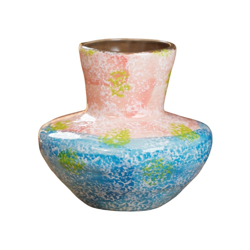 Retro Oil-painted Ceramic Vase For Living Room Flower Arrangements