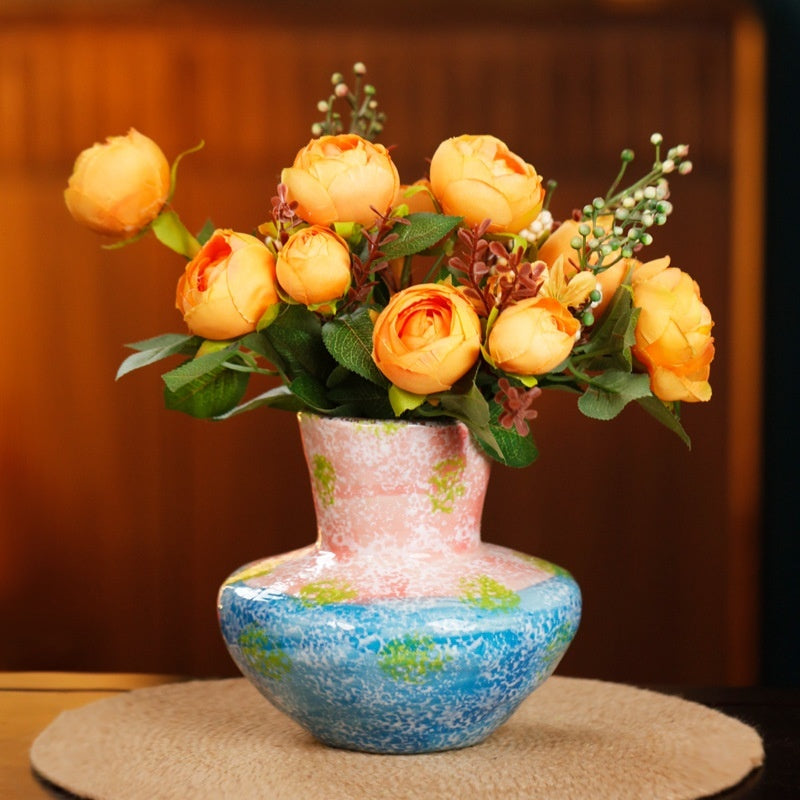 Retro Oil-painted Ceramic Vase For Living Room Flower Arrangements