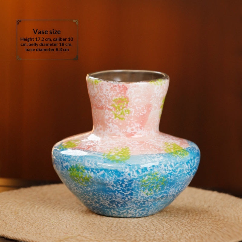 Retro Oil-painted Ceramic Vase For Living Room Flower Arrangements