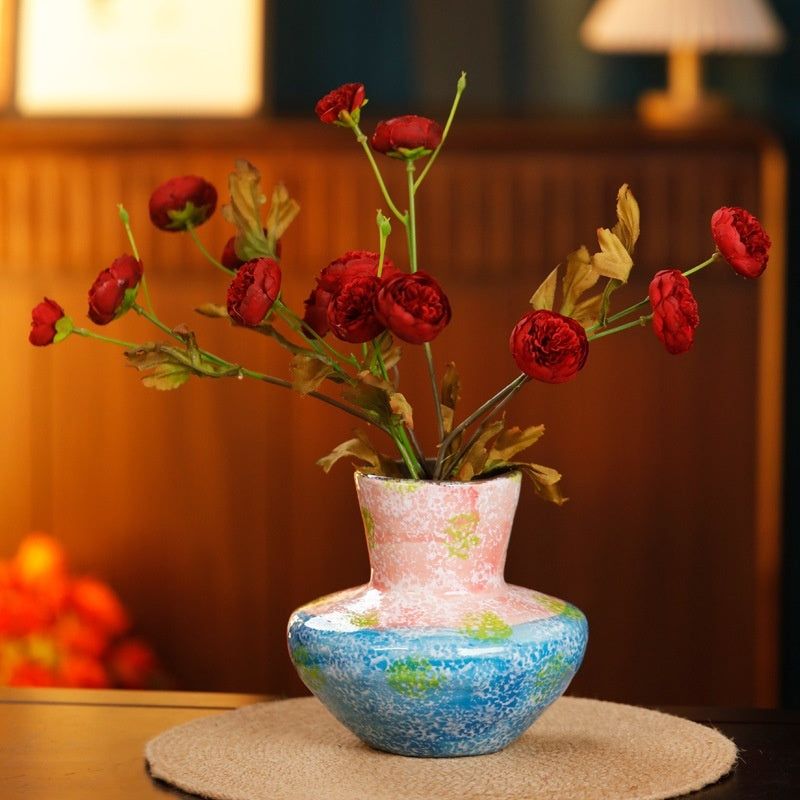 Retro Oil-painted Ceramic Vase For Living Room Flower Arrangements